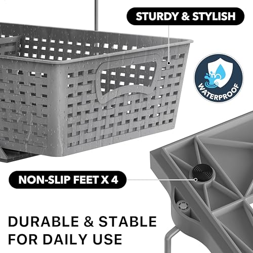 2 Tier Pull Out Sliding Drawer Under Sink Storage (Gray)