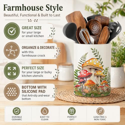 Yellow Mushroom Ceramic Utensil Crock (Mushroom 02)