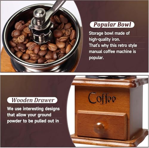Burr Coffee Grinder Manual Wooden Hand Crank Bar Gift