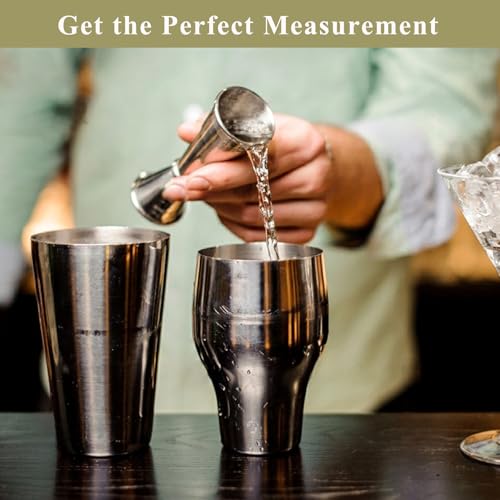 Jigger for Bartending with 2 Pourers (1 Jigger+ 2 Pourers / Silver)