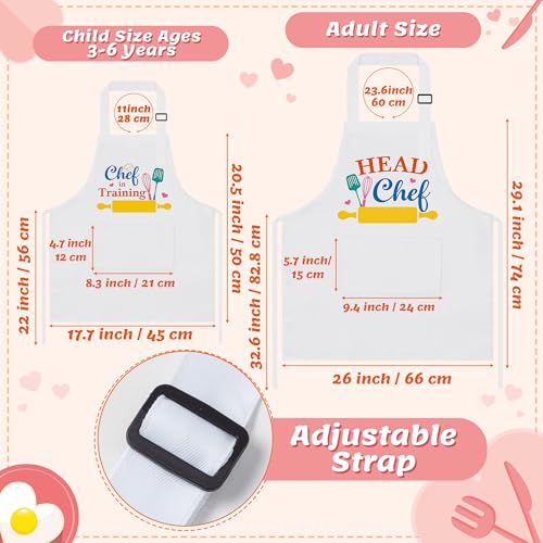 R HORSE 2Pcs Adults Kids Matching Apron Set (White Chef)