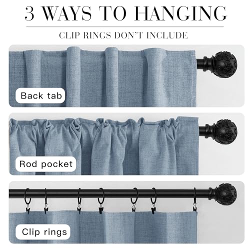 Dusty Blue 100% Blackout Curtains 63 Inch Long for Bedroom (Dusty Blue / 52"W x 63"L (Pack of 2))