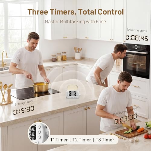 Digital Kitchen Timer for Cooking Magnetic Countdown Timers White (White)