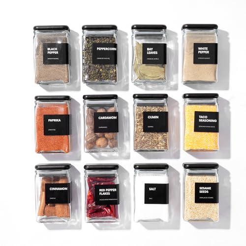 Glass Storage Jars with Bamboo Lid (Black)