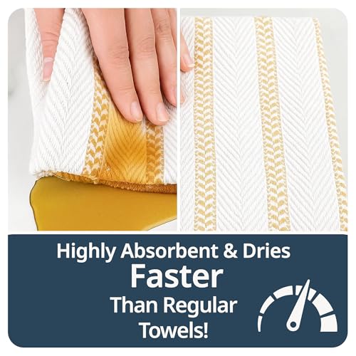 Hand Towels for Kitchen 100% Cotton Absorbent 4 Pack (18"x28" - 4 Pack / 14: Beige Herringbone)