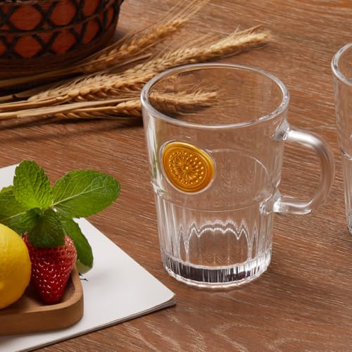15oz Vintage Glass Coffee Mugs Set of 2 (Clear)