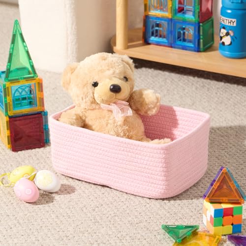 Small Storage Baskets for Organizing (3pcs-L11.5xW7.5xH4.7" / Pink)
