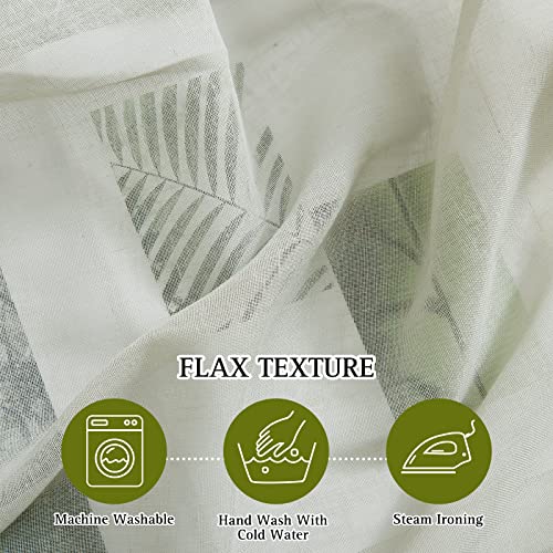 Privacy Semi Sheer Linen Curtains Extra Long 108" Long (52"W x 108"L (Pack of 2) / Sage Green)