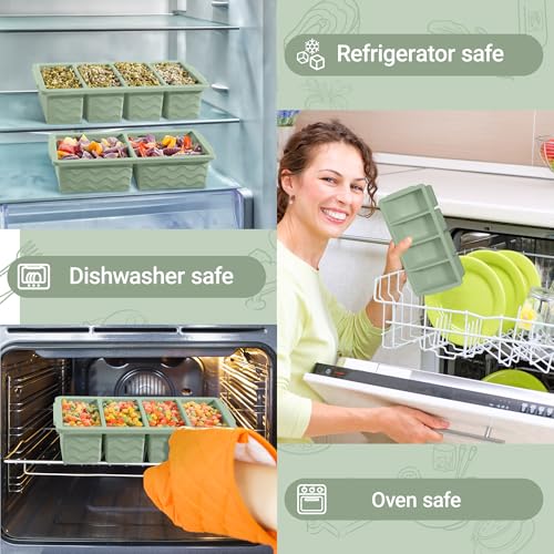 Silicone Freezer Trays with Lid for Soup (Green)