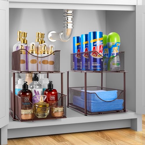 Pull Out Under Sink Organizer (2 Pack / Bronze)