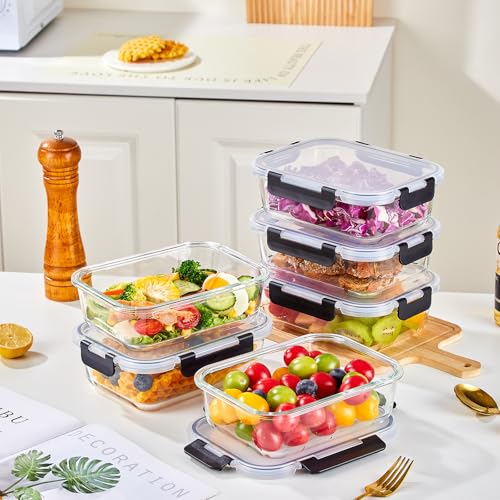 8 Pack 36OZ Glass Food Storage Containers with Lids (8 Pack-(36oz))
