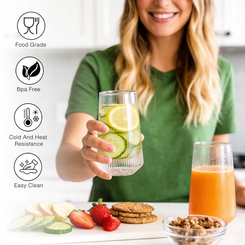Borosilicate Drinking Glasses Set of 6 (clear-16oz)