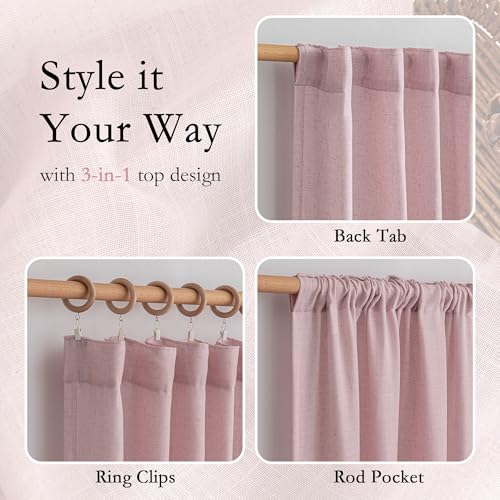 Pink Curtains for Girls Bedroom Living Room Semi Sheer Light Filtering Nursery Window Drapes (50"W x 90"L (Pack of 2) / Light Pink)