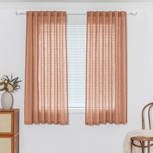 Orange Curtains for Bedroom (50"W x 63"L (Pack of 2) / Burnt Orange)