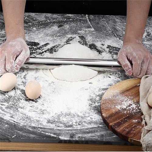 Seamless Stainless Steel Rolling Pin with Silicone Pastry Mat