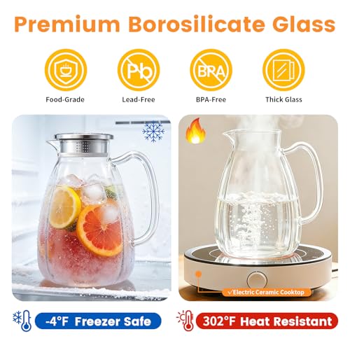 Glass Pitcher with Lid and Handle