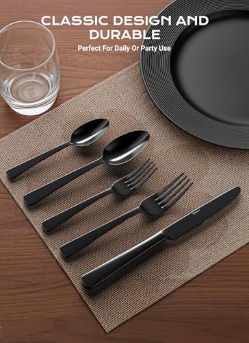 Black Silverware Set (Black / 45 Piece)