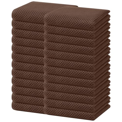 100% Cotton Waffle Weave Kitchen Dish Towels 24 (Coffee / 13 X 28 - 24 Pack)