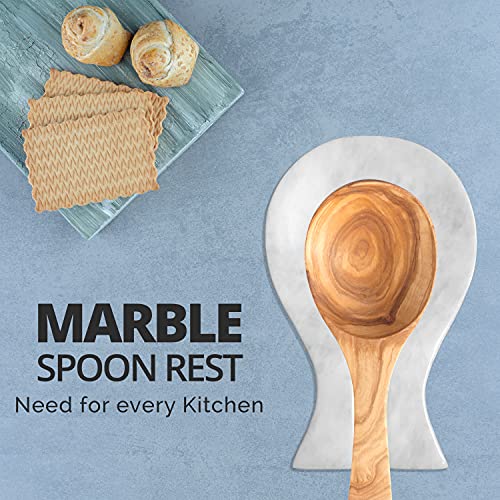Luxury Handmade Cloudy White Marble Spoon Rest for Kitchen Counter (Cloudy White)