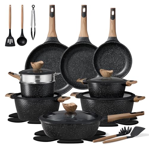 26pcs Nonstick Pots and Pans Set (Black / 26 Piece)
