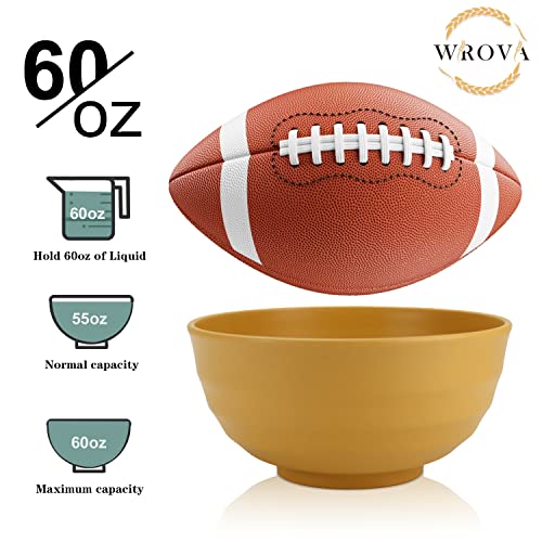 Wheat Straw Bowls Set 60 OZ Unbreakable Large Cereal Bowls Set of 6 Microwave and Dishwasher Safe Bowls Big Bowls for Apartment and Dorm BPA Free Soup Bowl for Serving Oatmeal and Salad Yellow (60 oz / Yellow)