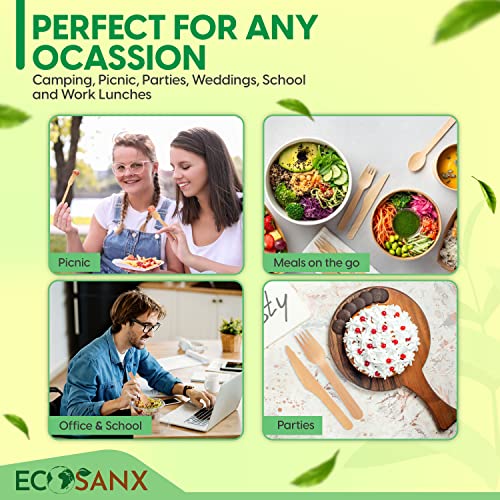 220 PCs Disposable Wooden Cutlery set 6.3" Splinter Free Compostable Utensils for party