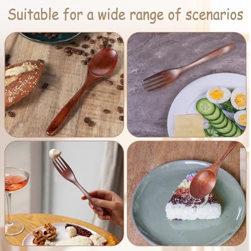 6 Pcs Wooden Utensils for Eating
