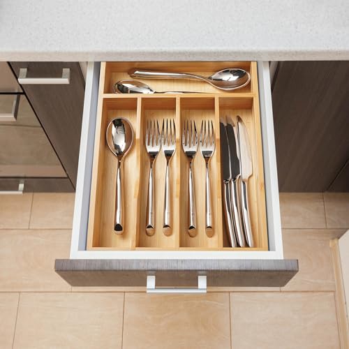 Bamboo Kitchen Drawer Organizer (11 x 14 inch (5 Slots))