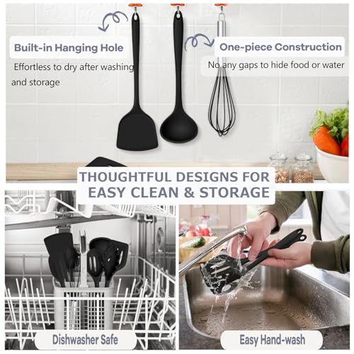 Silicone Cooking Utensils (Black)