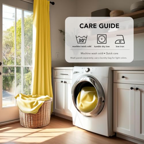 Blackout Curtains for Bedroom (Mellow Yellow / 42"W x 84"L (Pack of 2))