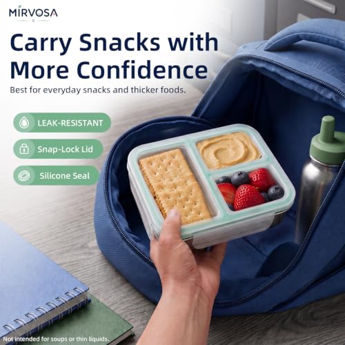 4 Pack 3 Compartment Stainless Steel Snack Containers with Lids for Kids