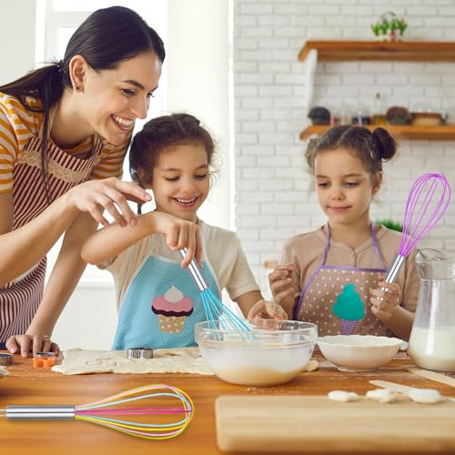 16 Pcs 8 Inch Whisks Bulk for Cooking Silicone Whisks Non Scratch Stainless Steel Hand Coated Metal Heat Resistant Egg Beaters for Classroom Cook Party Favor Gift Supplies (8 Inch)