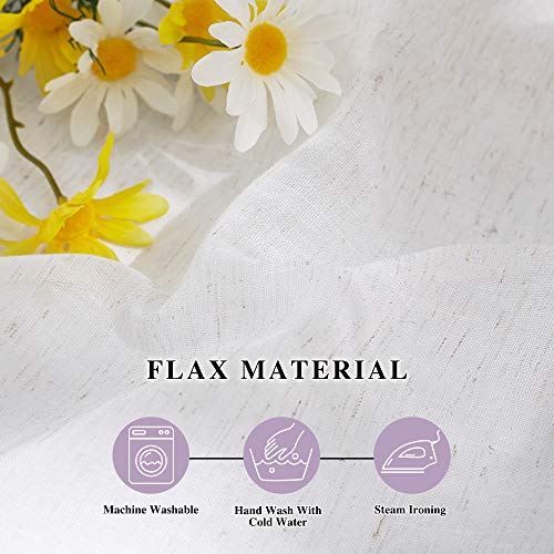 Linen Curtains Off White Sheer Flax Textured (52"W x 84"L (Pack of 2) / Off White)