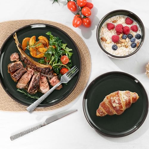 Stoneware Dinnerware Sets for 4 (Blackish Green / Service for 4)
