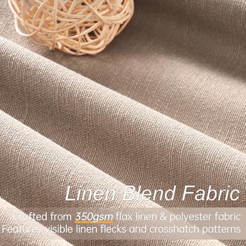 92 inch Long Blackout Curtains 2 Panels Set Neutral Beige Window Drapes 100% Blackout Linen Curtain with Back Tab Rod Pocket Sunlight Blocking Thermal Insulated Panel for Bedroom Living Room (Natural Beige / 52"W x 92"L (Pack of 2))