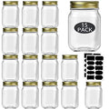 16 oz Mason Jars with Gold Lids 15 Pack Pint Glass Canning Jars (Gold Lids / 16oz-15pack)