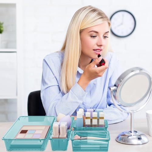 15 PCS Plastic Drawer Organizer Set (Sea Blue)