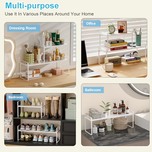 15.5 to 25.5 Inch Kitchen Cabinet Shelf Organizers (3 Pack:15.5"-25.5"Long / White)