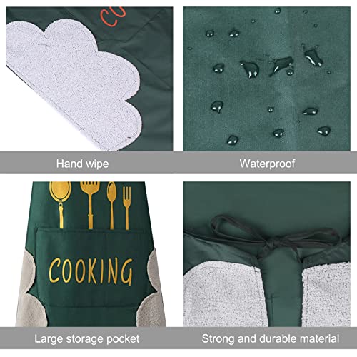 Women Kitchen Apron with Hand Wipe Pockets (4pack)