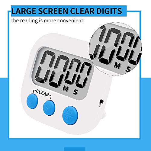 6 Pack Small Digital Kitchen Timer Magnetic Back and ON (0.8 x 2.83 x 2.56 inch)
