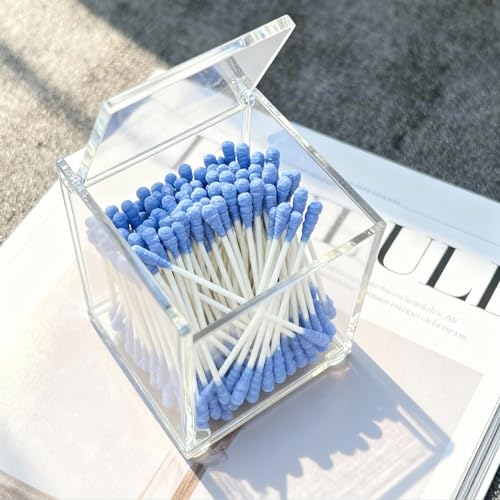 Clear Acrylic Qtip Holder with Lid (2.95" x 2.56" x 3.94")