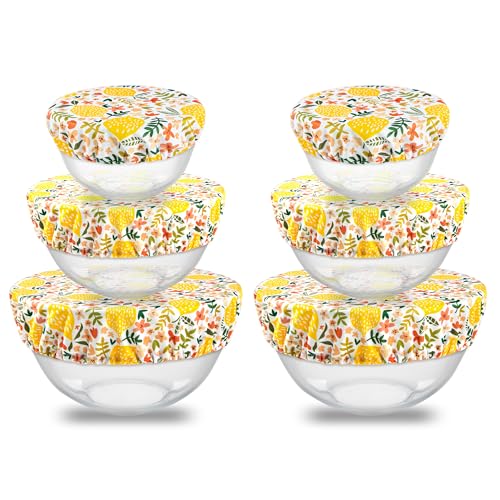 Elastic Reusable Bowl Covers for Bread Proofing (6 Pack / Lemon 6 Pack)