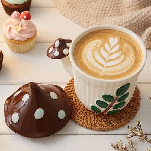 Cute Mushroom Mug Ceramic Coffee Cup 12oz (Mushroom)