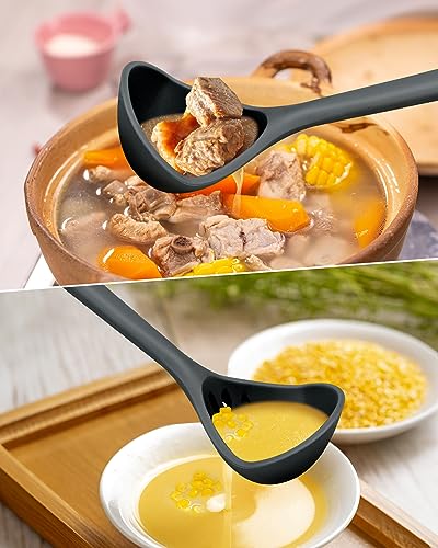 Large Silicone Ladle Spoon for Soup (Gray)