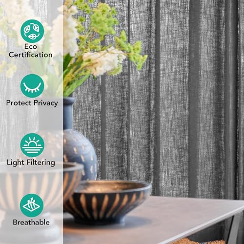 Sheer Curtains (Steel Grey/Sheer / 50"W x 96"L (Pack of 2))