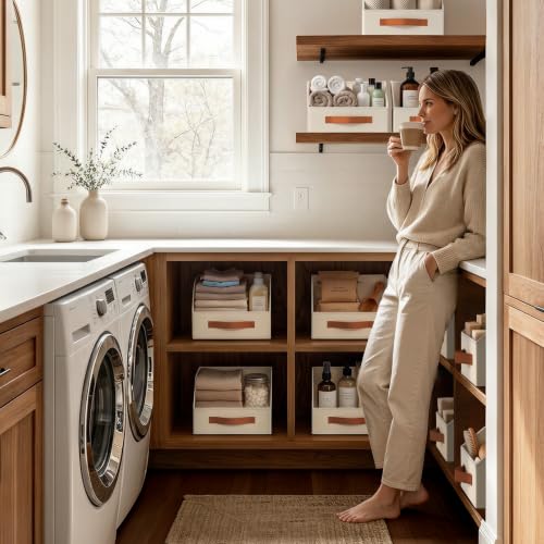 Fabric Storage Bins for Organizing (Beige / 8 Pack)