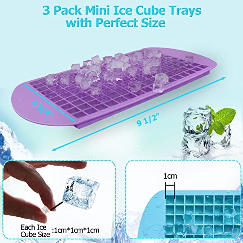 Silicone Mini Ice Cube Trays 2 Pack (Purple, Blue)