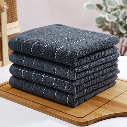 100% Cotton Terry Kitchen Towels (Dark Grey / 13 X 28 - 12 Pack)