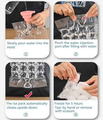 100PC Disposable Ice Cube Bags with Silicone Funnel (100 count pack)