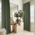 Linen Blackout Curtains 96 inches Long (Pinch Pleated - Olive Green / 40"W x 96"L (Pack of 2))